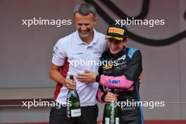 Race winner Gabriele Mini (ITA) Hitech Pulse-Eight celebrates on the podium. 28.05.2023. FIA Formula 3 Championship, Rd 4, Monte Carlo, Monaco, Sunday.