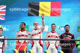 (L to R): Rui Andrade (POR), Robert Kubica (POL) and Louis Deletraz (SUI) #41 Team WRT celebrate winning LMP2 on the podium. 29.04.2023. FIA World Endurance Championship, Rd 3, Six Hours of Spa, Spa Francorchamps, Belgium.