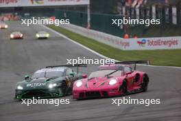 (L to R): Satoshi Hoshino (JPN) / Casper Stevenson (GBR) / Tomonobu Fujii (JPN) #777 D' Station Racing Aston Martin Vantage AMR and Rahel Frey (SUI) / Michelle Gatting (DEN) / Sarah Bovy (BEL) #85 Iron Dames Porsche 911 RSR - 19. 29.04.2023. FIA World Endurance Championship, Rd 3, Six Hours of Spa, Spa Francorchamps, Belgium.