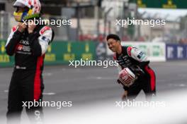 (L to R): Alex Wurz (AUT) and Kazuki Nakajima (JPN) representing Audi at the Centenary Parade. 09.06.2023. FIA World Endurance Championship, Le Mans 24 Hours Parades, Le Mans, France, Friday.
