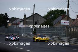 (L to R): Francois Perrodo (FRA) / Ben Barnicoat (GBR) / Norman Nato (FRA) #80 AF Corse Oreca 07-Gibson  and Ben Keating (USA) / Nicolas Varrone (ARG) / Nicky Catsburg (NLD) #33 Corvette Racing Chevrolet Corvette C8.R. 08.06.2023. FIA World Endurance Championship, Le Mans 24 Hours Practice and Qualifying, Le Mans, France, Thursday.