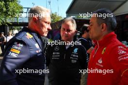 (L to R): Jonathan Wheatley (GBR) Red Bull Racing Team Manager with Ron Meadows (GBR) Mercedes AMG F1 Sporting Director and Diego Ioverno (ITA) Ferrari Sporting Director. 22.03.2024. Formula 1 World Championship, Rd 3, Australian Grand Prix, Albert Park, Melbourne, Australia, Practice Day.