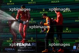 Carlos Sainz Jr (ESP), Scuderia Ferrari Charles Leclerc (FRA), Scuderia Ferrari Lando Norris (GBR), McLaren F1 Team  24.03.2024. Formula 1 World Championship, Rd 3, Australian Grand Prix, Albert Park, Melbourne, Australia, Race Day.