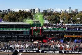 The podium (L to R): Charles Leclerc (MON) Ferrari, second; Carlos Sainz Jr (ESP) Ferrari, race winner; Lando Norris (GBR) McLaren, third. 24.03.2024. Formula 1 World Championship, Rd 3, Australian Grand Prix, Albert Park, Melbourne, Australia, Race Day.