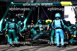 Lance Stroll (CDN) Aston Martin F1 Team AMR24 makes a pit stop. 24.03.2024. Formula 1 World Championship, Rd 3, Australian Grand Prix, Albert Park, Melbourne, Australia, Race Day.