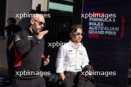 (L to R): Stuart Morrison (GBR) Haas F1 Team Head of Communications with Ayao Komatsu (JPN) Haas F1 Team Principal. 21.03.2024. Formula 1 World Championship, Rd 3, Australian Grand Prix, Albert Park, Melbourne, Australia, Preparation Day.