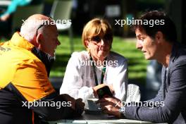 (L to R): Rob Marshall (GBR) McLaren Technical Director; Ann Neal (GBR); and Mark Webber (AUS) Channel 4 Presenter / Driver Manager. 21.03.2024. Formula 1 World Championship, Rd 3, Australian Grand Prix, Albert Park, Melbourne, Australia, Preparation Day.