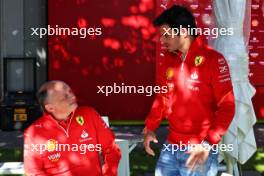 (L to R): Frederic Vasseur (FRA) Ferrari Team Principal with Carlos Sainz Jr (ESP) Ferrari. 21.03.2024. Formula 1 World Championship, Rd 3, Australian Grand Prix, Albert Park, Melbourne, Australia, Preparation Day.