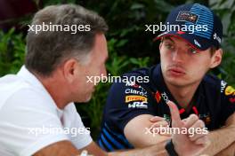 Max Verstappen (NLD) Red Bull Racing with Christian Horner (GBR) Red Bull Racing Team Principal. 21.03.2024. Formula 1 World Championship, Rd 3, Australian Grand Prix, Albert Park, Melbourne, Australia, Preparation Day.