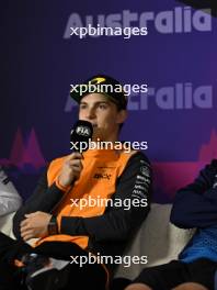 Oscar Piastri (AUS) McLaren in the FIA Press Conference. 21.03.2024. Formula 1 World Championship, Rd 3, Australian Grand Prix, Albert Park, Melbourne, Australia, Preparation Day.
