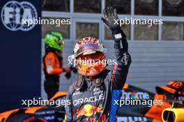 Max Verstappen (NLD) Red Bull Racing celebrates his pole position in Sprint qualifying parc ferme. 28.06.2024. Formula 1 World Championship, Rd 11, Austrian Grand Prix, Spielberg, Austria, Sprint Qualifying Day.