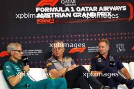 (L to R): Mike Krack (LUX) Aston Martin F1 Team, Team Principal; Mario Isola (ITA) Pirelli Racing Manager; and Christian Horner (GBR) Red Bull Racing Team Principal, in the FIA Press Conference. 28.06.2024. Formula 1 World Championship, Rd 11, Austrian Grand Prix, Spielberg, Austria, Sprint Qualifying Day.