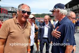 (L to R): Gerhard Berger (AUT) and Flavio Briatore (ITA) Alpine F1 Team Executive Advisor. 30.06.2024. Formula 1 World Championship, Rd 11, Austrian Grand Prix, Spielberg, Austria, Race Day.