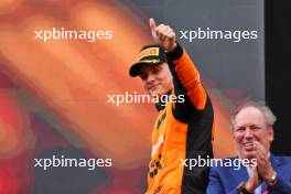 Oscar Piastri (AUS) McLaren celebrates his second position on the podium. 30.06.2024. Formula 1 World Championship, Rd 11, Austrian Grand Prix, Spielberg, Austria, Race Day.