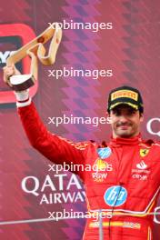 Carlos Sainz Jr (ESP) Ferrari celebrates his second position on the podium. 30.06.2024. Formula 1 World Championship, Rd 11, Austrian Grand Prix, Spielberg, Austria, Race Day.