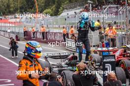 Race winner George Russell (GBR) Mercedes AMG F1 W15 celebrates in parc ferme. 30.06.2024. Formula 1 World Championship, Rd 11, Austrian Grand Prix, Spielberg, Austria, Race Day.