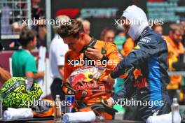 (L to R): Third placed Lando Norris (GBR) McLaren in Sprint parc ferme with winner Max Verstappen (NLD) Red Bull Racing. 29.06.2024. Formula 1 World Championship, Rd 11, Austrian Grand Prix, Spielberg, Austria, Sprint and Qualifying Day.