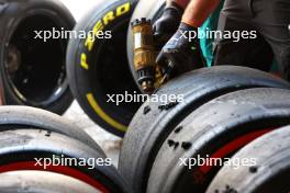 Pirelli tyre technicians. 13.09.2024. Formula 1 World Championship, Rd 17, Azerbaijan Grand Prix, Baku Street Circuit, Azerbaijan, Practice Day.