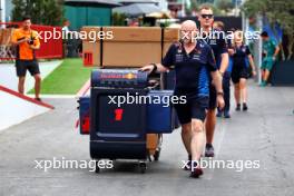 Red Bull Racing mechanics in the paddock with freight. 13.09.2024. Formula 1 World Championship, Rd 17, Azerbaijan Grand Prix, Baku Street Circuit, Azerbaijan, Practice Day.