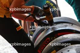 Pirelli tyre technicians. 13.09.2024. Formula 1 World Championship, Rd 17, Azerbaijan Grand Prix, Baku Street Circuit, Azerbaijan, Practice Day.