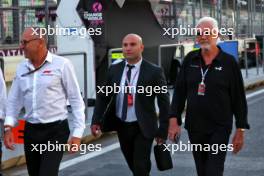 Stefano Domenicali (ITA) Formula One President and CEO (Left) with Flavio Briatore (ITA) Alpine F1 Team Executive Advisor (Right). 13.09.2024. Formula 1 World Championship, Rd 17, Azerbaijan Grand Prix, Baku Street Circuit, Azerbaijan, Practice Day.