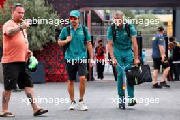 (L to R): Fernando Alonso (ESP) Aston Martin F1 Team with Edoardo Bendinelli (ITA) Aston Martin F1 Team Personal Trainer. 13.09.2024. Formula 1 World Championship, Rd 17, Azerbaijan Grand Prix, Baku Street Circuit, Azerbaijan, Practice Day.