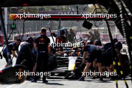 Sergio Perez (MEX) Red Bull Racing RB20 in the pits. 13.09.2024. Formula 1 World Championship, Rd 17, Azerbaijan Grand Prix, Baku Street Circuit, Azerbaijan, Practice Day.