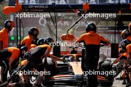 Oscar Piastri (AUS) McLaren MCL38 in the pits. 13.09.2024. Formula 1 World Championship, Rd 17, Azerbaijan Grand Prix, Baku Street Circuit, Azerbaijan, Practice Day.