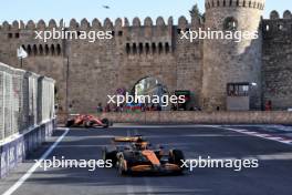 Race winner Oscar Piastri (AUS) McLaren MCL38 celebrates at the end of the race. 15.09.2024. Formula 1 World Championship, Rd 17, Azerbaijan Grand Prix, Baku Street Circuit, Azerbaijan, Race Day.