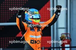 Race winner Oscar Piastri (AUS) McLaren MCL38 celebrates in parc ferme. 15.09.2024. Formula 1 World Championship, Rd 17, Azerbaijan Grand Prix, Baku Street Circuit, Azerbaijan, Race Day.