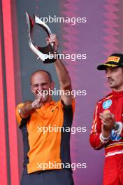 Tom Stallard (GBR) McLaren Race Engineer celebrates on the podium. 15.09.2024. Formula 1 World Championship, Rd 17, Azerbaijan Grand Prix, Baku Street Circuit, Azerbaijan, Race Day.