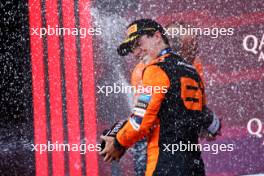 Race winner Oscar Piastri (AUS) McLaren celebrates on the podium. 15.09.2024. Formula 1 World Championship, Rd 17, Azerbaijan Grand Prix, Baku Street Circuit, Azerbaijan, Race Day.