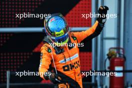 Race winner Oscar Piastri (AUS) McLaren MCL38 celebrates in parc ferme. 15.09.2024. Formula 1 World Championship, Rd 17, Azerbaijan Grand Prix, Baku Street Circuit, Azerbaijan, Race Day.