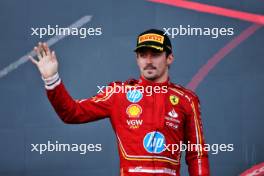 Charles Leclerc (MON) Ferrari celebrates his second position on the podium. 15.09.2024. Formula 1 World Championship, Rd 17, Azerbaijan Grand Prix, Baku Street Circuit, Azerbaijan, Race Day.