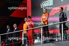 Charles Leclerc (FRA), Scuderia Ferrari Oscar Piastri (AUS), McLaren George Russell (GBR), Mercedes AMG F1  15.09.2024. Formula 1 World Championship, Rd 17, Azerbaijan Grand Prix, Baku Street Circuit, Azerbaijan, Race Day.