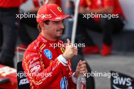 Charles Leclerc (MON) Ferrari celebrates his pole position in qualifying parc ferme. 14.09.2024. Formula 1 World Championship, Rd 17, Azerbaijan Grand Prix, Baku Street Circuit, Azerbaijan, Qualifying Day.