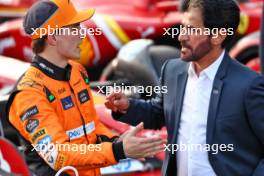 (L to R): Oscar Piastri (AUS) McLaren in qualifying parc ferme with Mohammed Bin Sulayem (UAE) FIA President. 14.09.2024. Formula 1 World Championship, Rd 17, Azerbaijan Grand Prix, Baku Street Circuit, Azerbaijan, Qualifying Day.