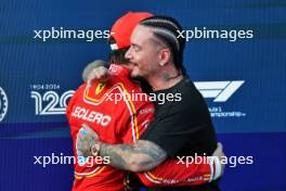 (L to R): Charles Leclerc (MON) Ferrari celebrates his pole position with J Balvin (COL) Singer. 14.09.2024. Formula 1 World Championship, Rd 17, Azerbaijan Grand Prix, Baku Street Circuit, Azerbaijan, Qualifying Day.