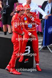 (L to R): Pole sitter Charles Leclerc (MON) Ferrari in qualifying parc ferme with third placed team mate Carlos Sainz Jr (ESP) Ferrari. 14.09.2024. Formula 1 World Championship, Rd 17, Azerbaijan Grand Prix, Baku Street Circuit, Azerbaijan, Qualifying Day.