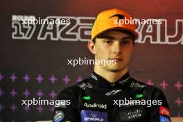 Oscar Piastri (AUS) McLaren in the FIA Press Conference. 14.09.2024. Formula 1 World Championship, Rd 17, Azerbaijan Grand Prix, Baku Street Circuit, Azerbaijan, Qualifying Day.