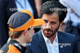 Mohammed Bin Sulayem (UAE) FIA President in qualifying parc ferme with Oscar Piastri (AUS) McLaren. 14.09.2024. Formula 1 World Championship, Rd 17, Azerbaijan Grand Prix, Baku Street Circuit, Azerbaijan, Qualifying Day.