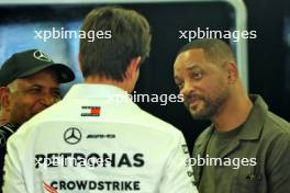 Will Smith (USA) Actor with Toto Wolff (GER) Mercedes AMG F1 Shareholder and Executive Director. 14.09.2024. Formula 1 World Championship, Rd 17, Azerbaijan Grand Prix, Baku Street Circuit, Azerbaijan, Qualifying Day.