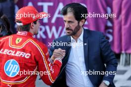 (L to R): Pole sitter Charles Leclerc (MON) Ferrari in qualifying parc ferme with Mohammed Bin Sulayem (UAE) FIA President. 14.09.2024. Formula 1 World Championship, Rd 17, Azerbaijan Grand Prix, Baku Street Circuit, Azerbaijan, Qualifying Day.