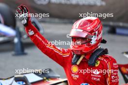 Charles Leclerc (MON) Ferrari celebrates his pole position in qualifying parc ferme. 14.09.2024. Formula 1 World Championship, Rd 17, Azerbaijan Grand Prix, Baku Street Circuit, Azerbaijan, Qualifying Day.