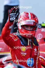 Charles Leclerc (MON) Ferrari celebrates his pole position in qualifying parc ferme. 14.09.2024. Formula 1 World Championship, Rd 17, Azerbaijan Grand Prix, Baku Street Circuit, Azerbaijan, Qualifying Day.