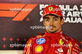 Charles Leclerc (MON) Ferrari in the FIA Press Conference. 14.09.2024. Formula 1 World Championship, Rd 17, Azerbaijan Grand Prix, Baku Street Circuit, Azerbaijan, Qualifying Day.