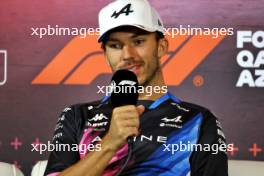 Pierre Gasly (FRA) Alpine F1 Team in the FIA Press Conference. 12.09.2024. Formula 1 World Championship, Rd 17, Azerbaijan Grand Prix, Baku Street Circuit, Azerbaijan, Preparation Day.