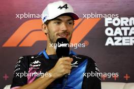 Pierre Gasly (FRA) Alpine F1 Team in the FIA Press Conference. 12.09.2024. Formula 1 World Championship, Rd 17, Azerbaijan Grand Prix, Baku Street Circuit, Azerbaijan, Preparation Day.