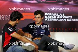 (L to R): Oliver Bearman (GBR) Haas F1 Team and Franco Colapinto (ARG) Williams Racing in the FIA Press Conference. 12.09.2024. Formula 1 World Championship, Rd 17, Azerbaijan Grand Prix, Baku Street Circuit, Azerbaijan, Preparation Day.