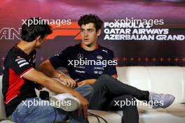 (L to R): Oliver Bearman (GBR) Haas F1 Team and Franco Colapinto (ARG) Williams Racing in the FIA Press Conference. 12.09.2024. Formula 1 World Championship, Rd 17, Azerbaijan Grand Prix, Baku Street Circuit, Azerbaijan, Preparation Day.